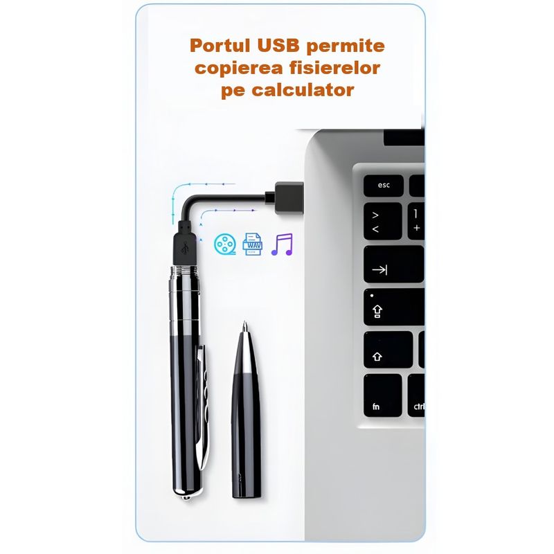 Laptop, Telefoane si Tablete - Wearables si gadgeturi - Gadgeturi - Dispozitive spionaj - Reportofon Spion Integrat In Pix, SINZO®, Memorie 32 GB Inclusa, Dispozitiv Spionaj Cu Activare Vocala, Redare MP3 - Infinity.ro