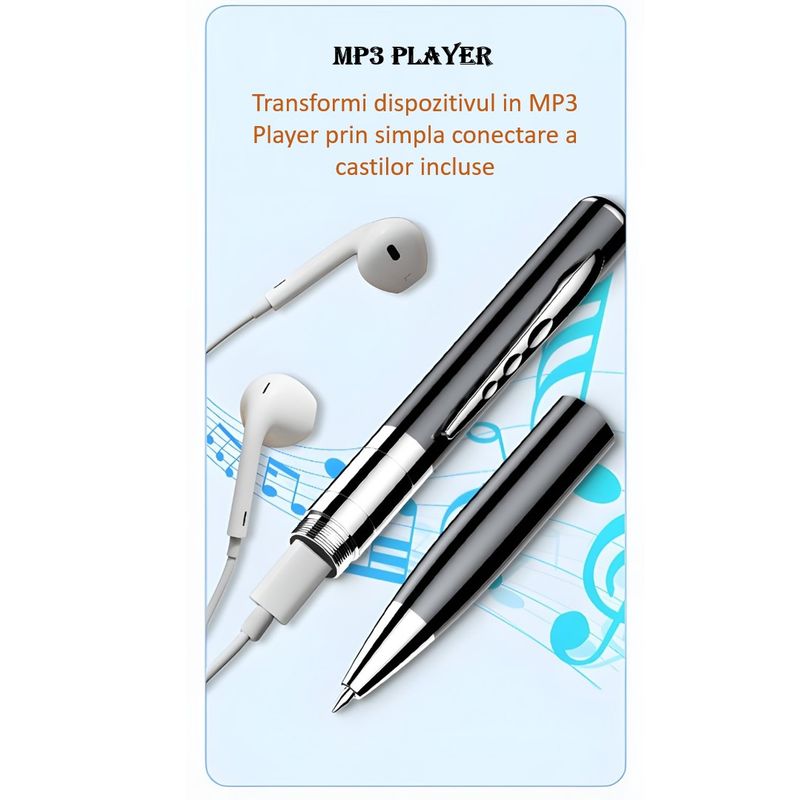 Laptop, Telefoane si Tablete - Wearables si gadgeturi - Gadgeturi - Dispozitive spionaj - Reportofon Spion Integrat In Pix, SINZO®, Memorie 32 GB Inclusa, Dispozitiv Spionaj Cu Activare Vocala, Redare MP3 - Infinity.ro