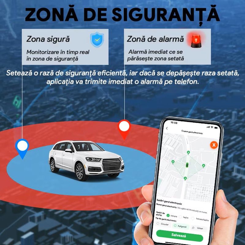 Auto si Moto - Electronice auto - Navigatii GPS - Mini GPS Tracker auto 4G, SINZO, Q8, Fixare magnetica,1200 mAh, Istoric traseu, Cartela SIM cu internet, Negru mat - Infinity.ro