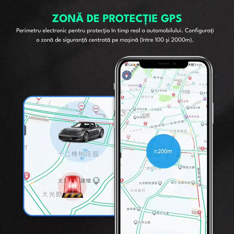 Auto si Moto - Electronice auto - Navigatii GPS - Mini GPS Tracker auto 4G, SINZO, Q8, Fixare magnetica,1200 mAh, Istoric traseu, Cartela SIM cu internet, Negru mat - Infinity.ro