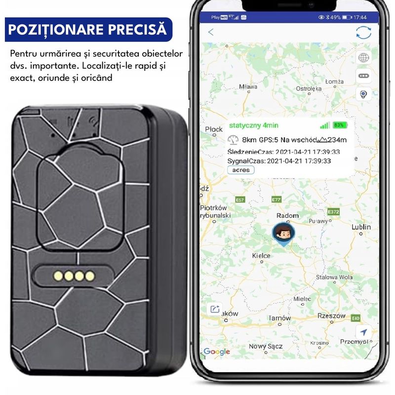 Auto si Moto - Electronice auto - Navigatii GPS - Mini GPS tracker auto, 4G, SINZO, G50 Magnetic, 3000 mAh, rezistent la apa IP67, negru - Infinity.ro