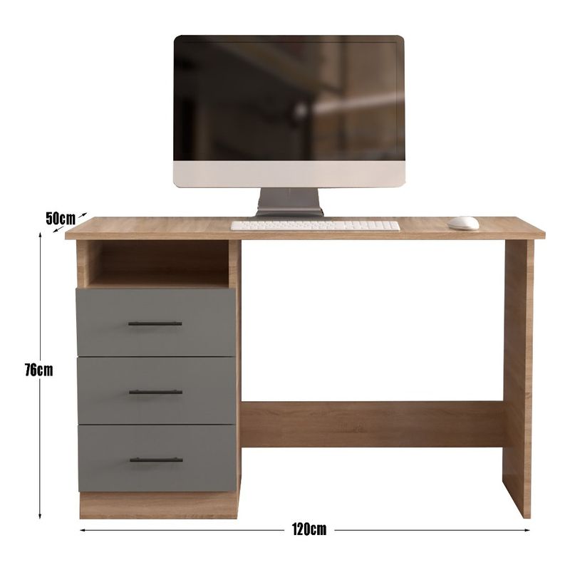 Casa si Gradina - Mobilier - Mese si birouri - Birouri - Birou Atelier Adrion, dimensiuni 120 x50 x76cm, culoare gri/sonoma - Infinity.ro