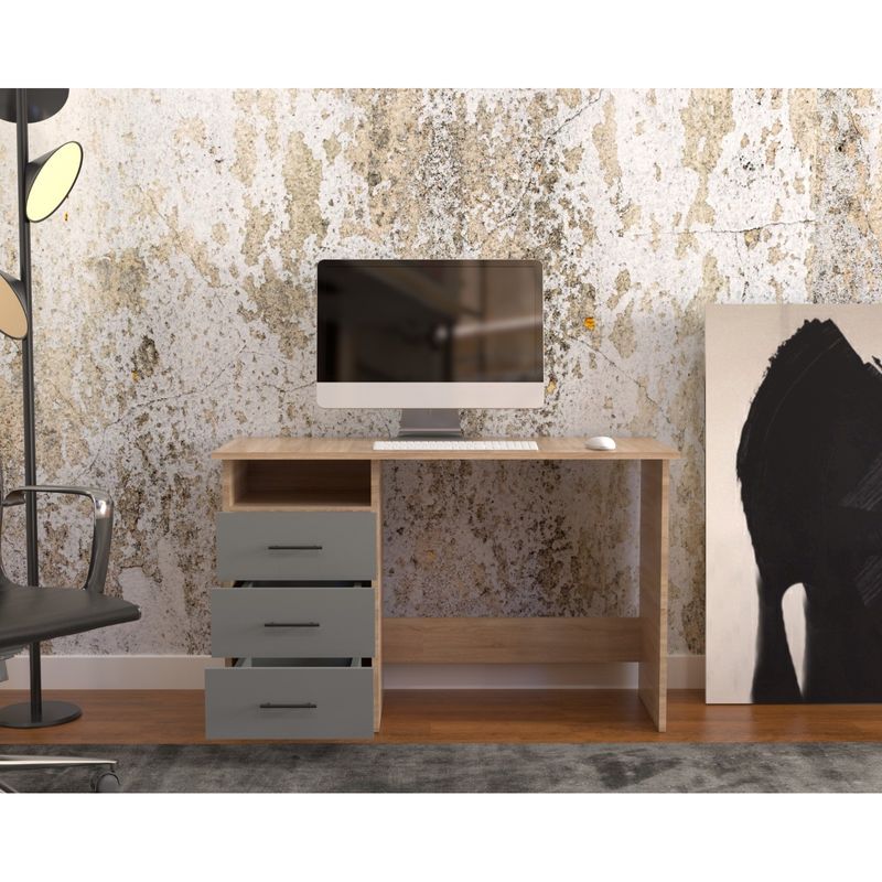 Casa si Gradina - Mobilier - Mese si birouri - Birouri - Birou Atelier Adrion, dimensiuni 120 x50 x76cm, culoare gri/sonoma - Infinity.ro