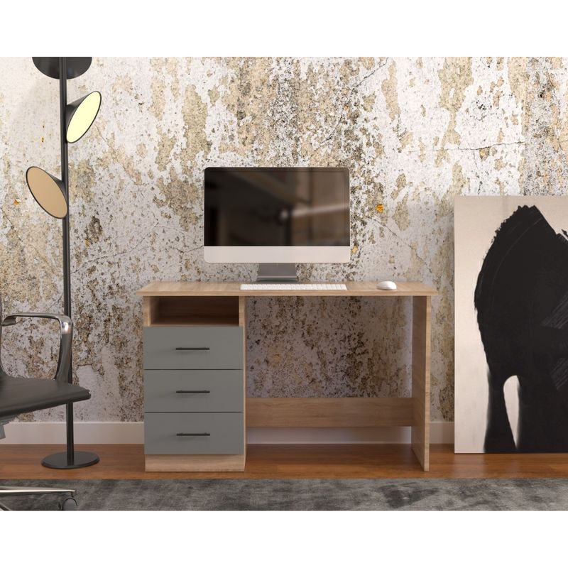 Casa si Gradina - Mobilier - Mese si birouri - Birouri - Birou Atelier Adrion, dimensiuni 120 x50 x76cm, culoare gri/sonoma - Infinity.ro