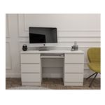 Casa si Gradina - Mobilier - Mese si birouri - Birouri - Birou Atelier Denver, dimensiuni 140 x50 x75 cm, culoare alb, include 6 sertare - Infinity.ro