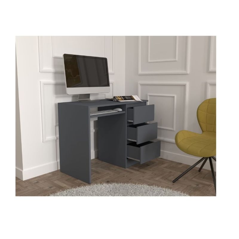 Casa si Gradina - Mobilier - Mese si birouri - Birouri - Birou Atelier Riga, dimensiuni, 96x50 x75 cm, include 3 sertare culoare antracit - Infinity.ro