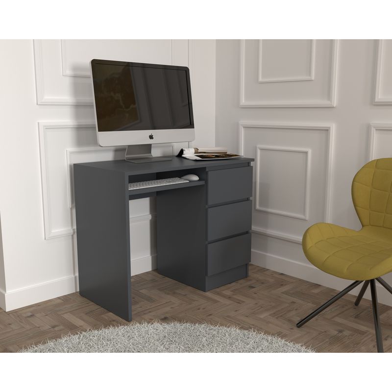Casa si Gradina - Mobilier - Mese si birouri - Birouri - Birou Atelier Riga, dimensiuni, 96x50 x75 cm, include 3 sertare culoare antracit - Infinity.ro