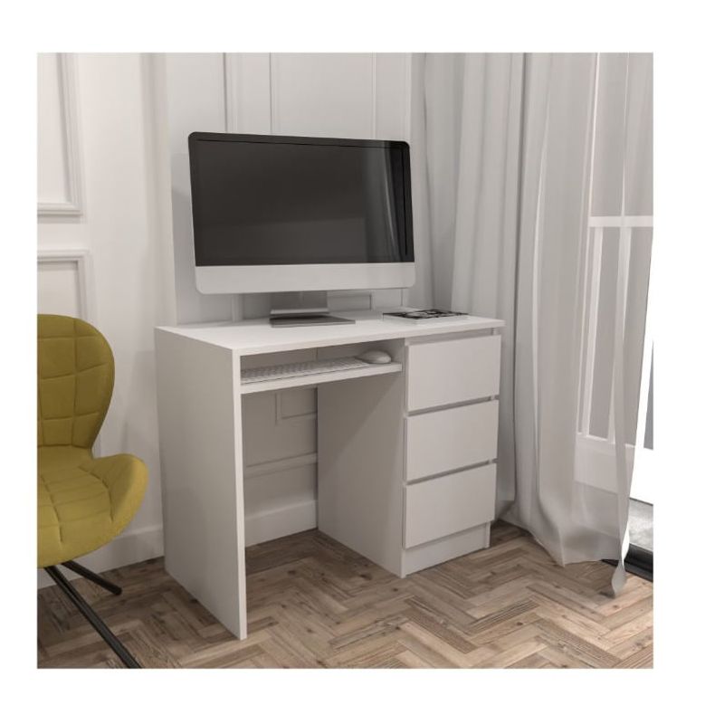 Casa si Gradina - Mobilier - Mese si birouri - Birouri - Birou Atelier Riga, dimensiuni, 96 x 50 x75 cm, include 3 sertare culoare alb - Infinity.ro