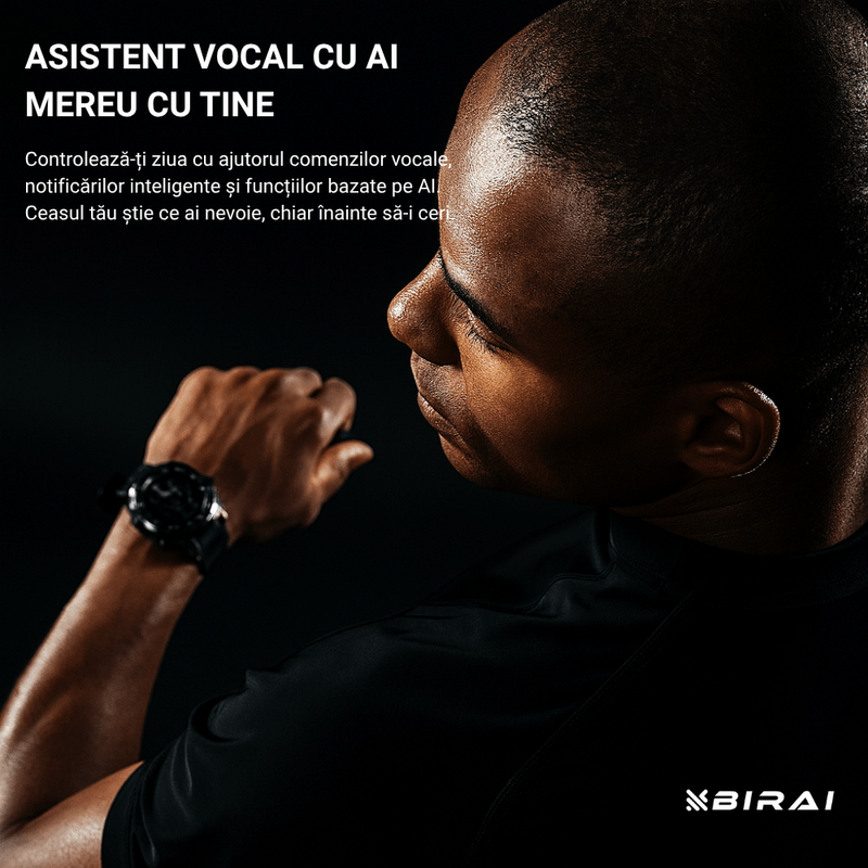 Laptop, Telefoane si Tablete - Wearables si gadgeturi - Wearables - Smartwatch-uri - Smartwatch Barbati GloryFitPro BIRAI®, AMOLED 1.43″,GPS Precis, Apel Bluetooth, Fitness, Sport, 5ATM, Limba Romana,Negru - Infinity.ro