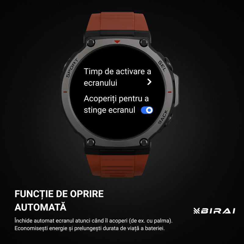 Laptop, Telefoane si Tablete - Wearables si gadgeturi - Wearables - Smartwatch-uri - Smartwatch Barbati GloryFitPro BIRAI®, AMOLED 1.43″,GPS Precis, Apel Bluetooth, Fitness, Sport, 5ATM, Limba Romana, Rosu - Infinity.ro