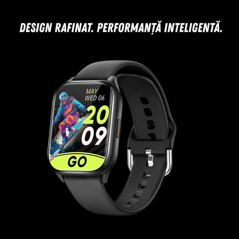 Laptop, Telefoane si Tablete - Wearables si gadgeturi - Wearables - Smartwatch-uri - Smartwatch dama VortexIQ BIRAI®, ecran 1.85″ TFT, apel Bluetooth, fitness, sport, rezistent apa 3ATM, Negru - Infinity.ro