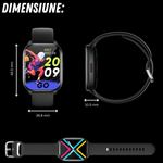 Laptop, Telefoane si Tablete - Wearables si gadgeturi - Wearables - Smartwatch-uri - Smartwatch dama VortexIQ BIRAI®, ecran 1.85″ TFT, apel Bluetooth, fitness, sport, rezistent apa 3ATM, Negru - Infinity.ro