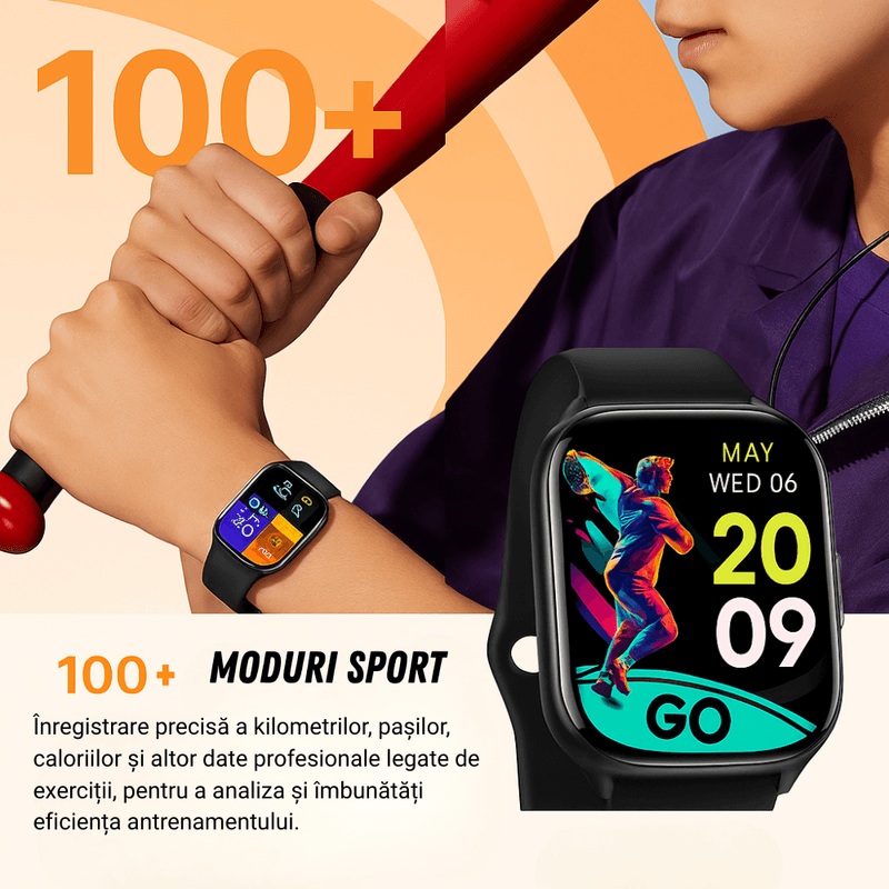 Laptop, Telefoane si Tablete - Wearables si gadgeturi - Wearables - Smartwatch-uri - Smartwatch dama VortexIQ BIRAI®, ecran 1.85″ TFT, apel Bluetooth, fitness, sport, rezistent apa 3ATM, Negru - Infinity.ro