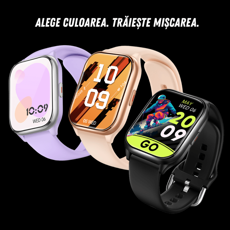 Laptop, Telefoane si Tablete - Wearables si gadgeturi - Wearables - Smartwatch-uri - Smartwatch dama VortexIQ BIRAI®, ecran 1.85″ TFT, apel Bluetooth, fitness, sport, rezistent apa 3ATM, Negru - Infinity.ro