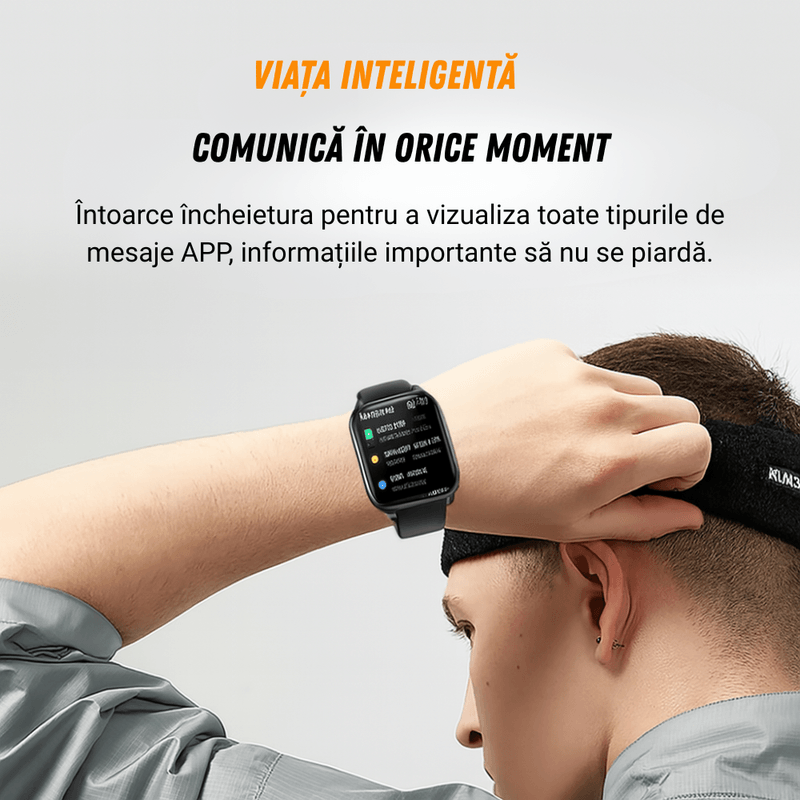 Laptop, Telefoane si Tablete - Wearables si gadgeturi - Wearables - Smartwatch-uri - Smartwatch dama VortexIQ BIRAI®, ecran 1.85″ TFT, apel Bluetooth, fitness, sport, rezistent apa 3ATM, Negru - Infinity.ro