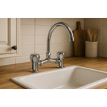 Casa si Gradina - Sanitare - Lavoar baie si accesorii - Baterii sanitare - Baterie bucatarie Remer Rubinetterie 1000-2000 14Y, dublu comanda, pipa inalta, rezistenta in utilizare, alama cromata - Infinity.ro