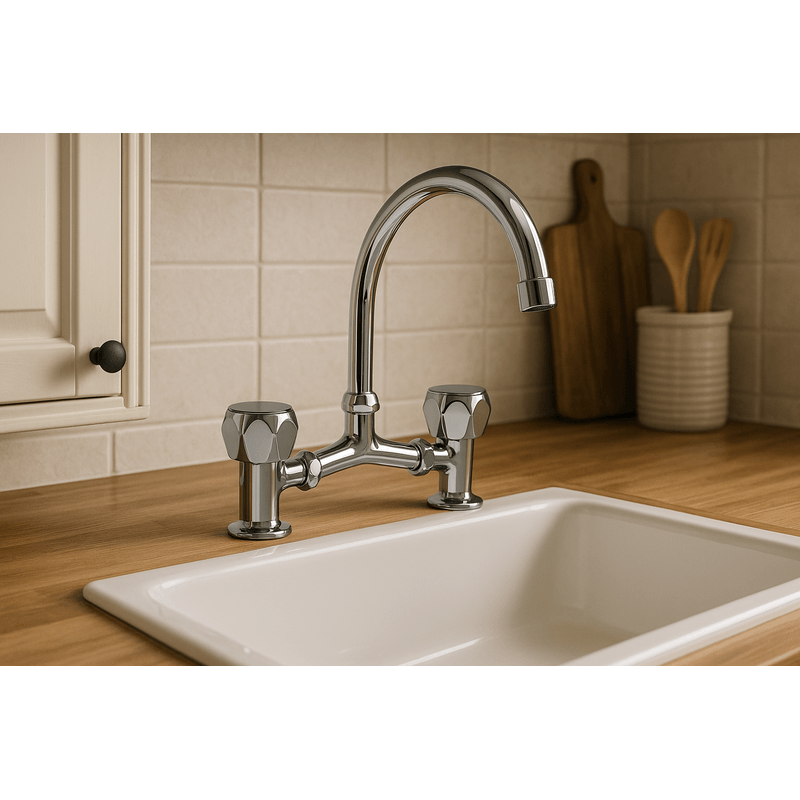 Casa si Gradina - Sanitare - Lavoar baie si accesorii - Baterii sanitare - Baterie bucatarie Remer Rubinetterie 1000-2000 14Y, dublu comanda, pipa inalta, rezistenta in utilizare, alama cromata - Infinity.ro