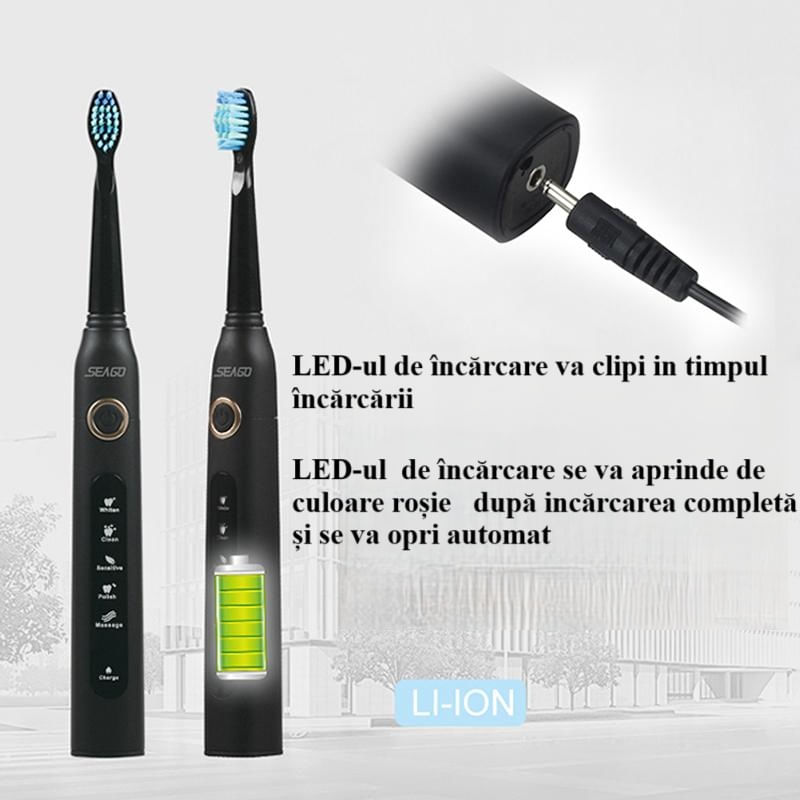 Ingrijire personala si Cosmetice - Igiena dentara - Periute de dinti electrice - Periuta de dinti electrica Orala reincarcabila pentru adulti si copii model SG-507 neagra, smart timer,40000 pulsatii - Infinity.ro