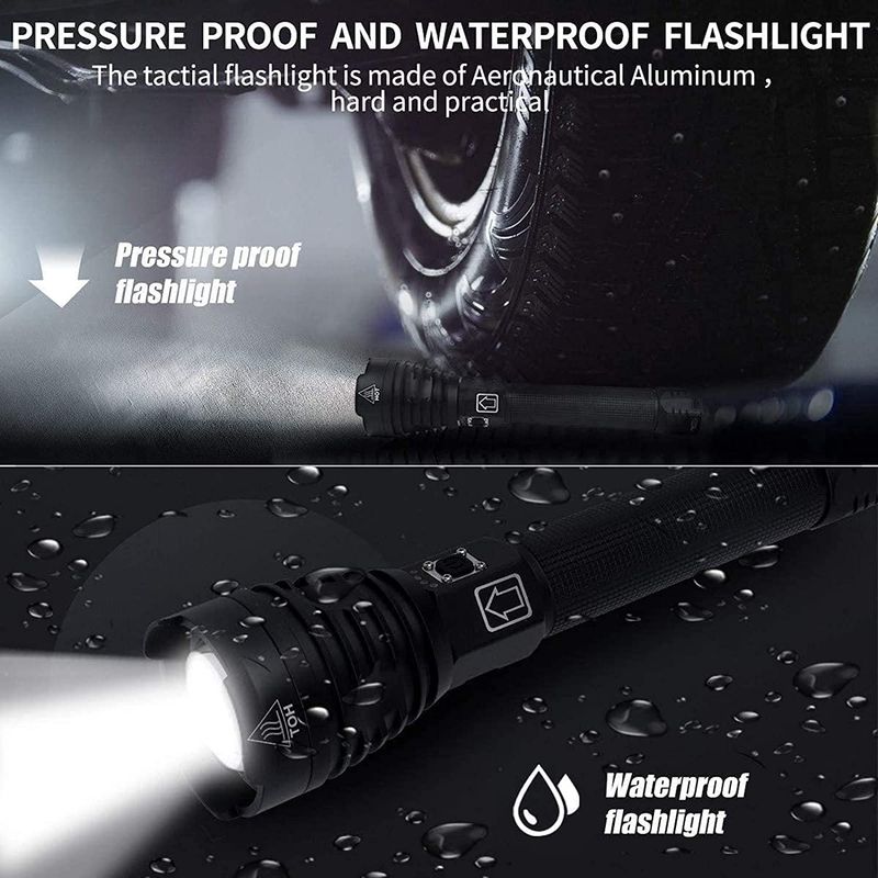 Sport si Outdoor - Camping - Articole solare camping - Lampi si lanterne camping - Lanterna Tactica LED Profesionala, LittleDomi XHP90.2 din Aluminiu, 6000 lm, 800m raza, 3 Moduri, Focus Ajustabil, IP65 - Infinity.ro