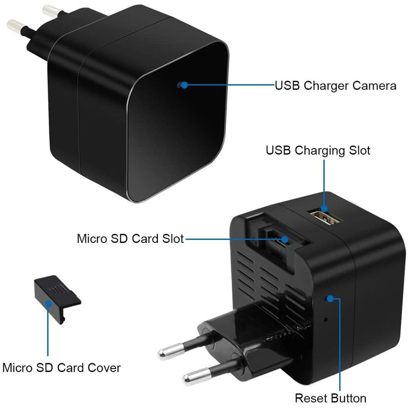 Laptop, Telefoane si Tablete - Wearables si gadgeturi - Gadgeturi - Dispozitive spionaj - Incarcator/Adaptor USB cu Camera Spion, HD 1080p, WiFi, Mod Nocturn, Senzor Miscare, Aplicatie Smartphone, Compatibil - Infinity.ro