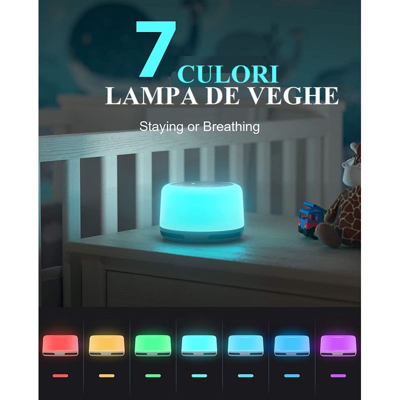 Casa si Gradina - Corpuri si surse de iluminat - Veioze si lampi - Lampi de veghe copii - Dispozitiv Sunet Alb, LittleDomi, Functie Lampa de Veghe, Memorie, Timer, Portabil, Autonomie 10h, White Noise - Infinity.ro