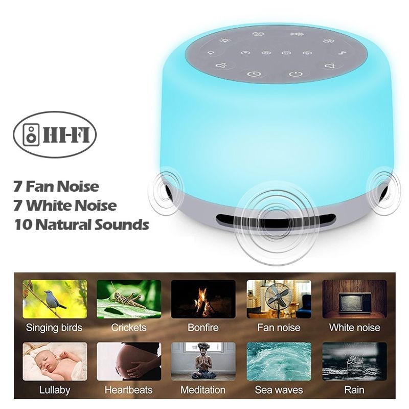 Casa si Gradina - Corpuri si surse de iluminat - Veioze si lampi - Lampi de veghe copii - Dispozitiv Sunet Alb, LittleDomi, Functie Lampa de Veghe, Memorie, Timer, Portabil, Autonomie 10h, White Noise - Infinity.ro