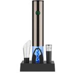 Casa si Gradina - Bucatarie si vesela - Accesorii bar - Tirbusoane si dopuri - Tirbuson Electric pentru Vin, cu Baza Reincarcabila, Accesoriu Taiat Folie, Aerator, Dop Pompa Vid, 4 Acumulatori - Infinity.ro
