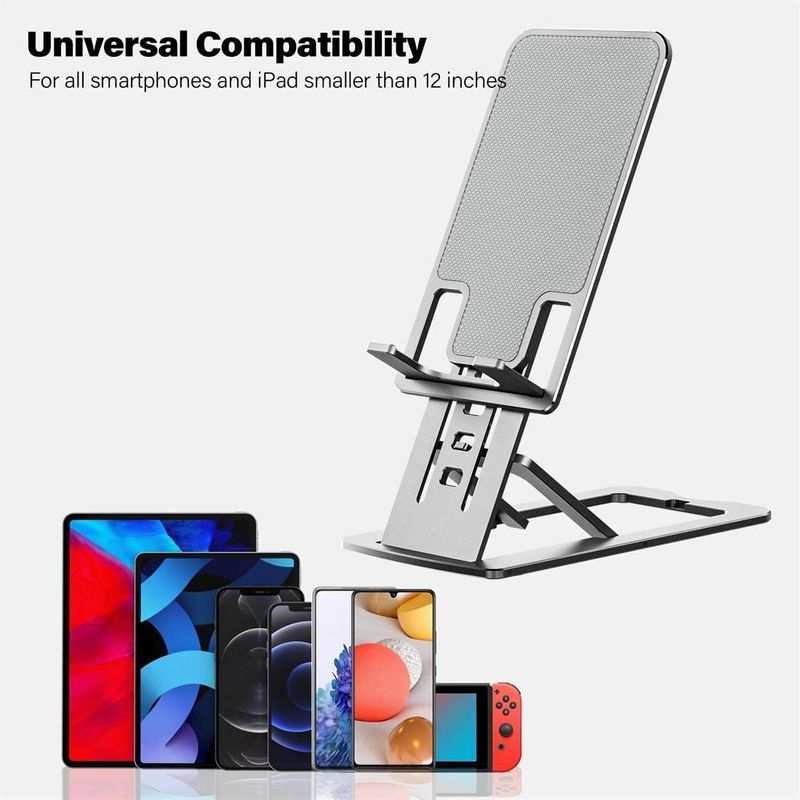 Laptop, Telefoane si Tablete - Telefoane mobile si accesorii - Accesorii Telefoane - Suport si docking telefoane - Suport Reglabil Universal de Birou, LittleDomi, Pliabil Complet, Aluminiu, Compatibil cu iPhone 12, 11 pro Xs Max Xr X - Infinity.ro