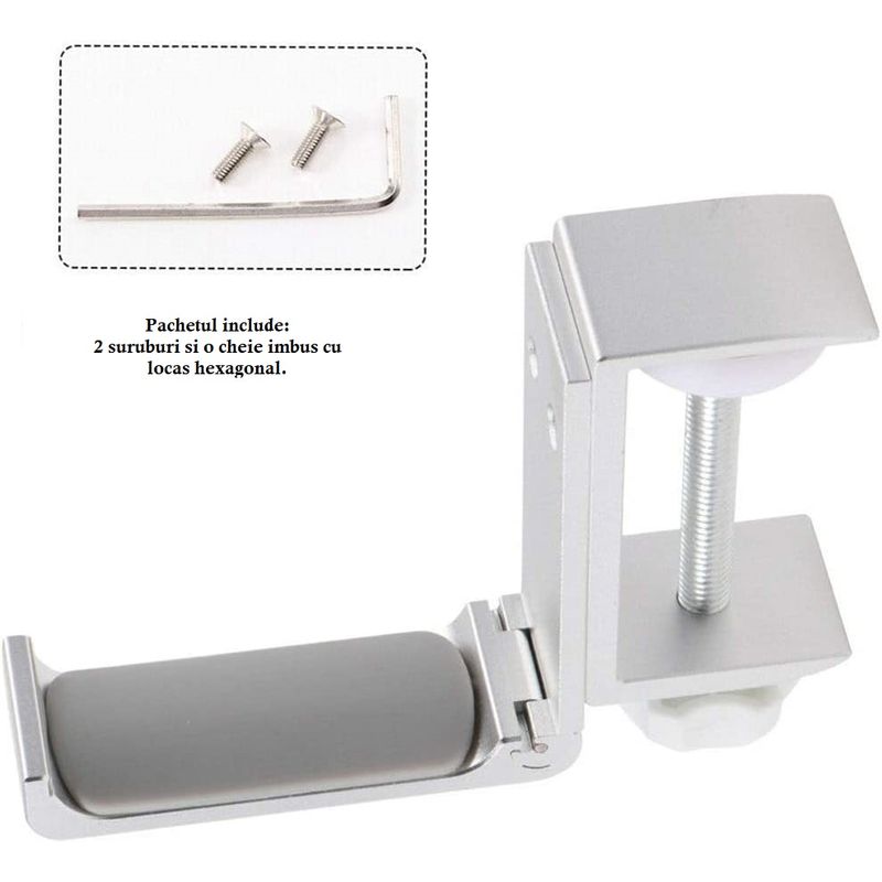 PC, gaming si accesorii - Periferice PC - Periferice Diverse - Suport/Carlig pentu casti gaming cu clema reglabila, LittleDomi, Compatibil cu Casti Shure, AKG, Panasonic, Sony, Bose - Infinity.ro