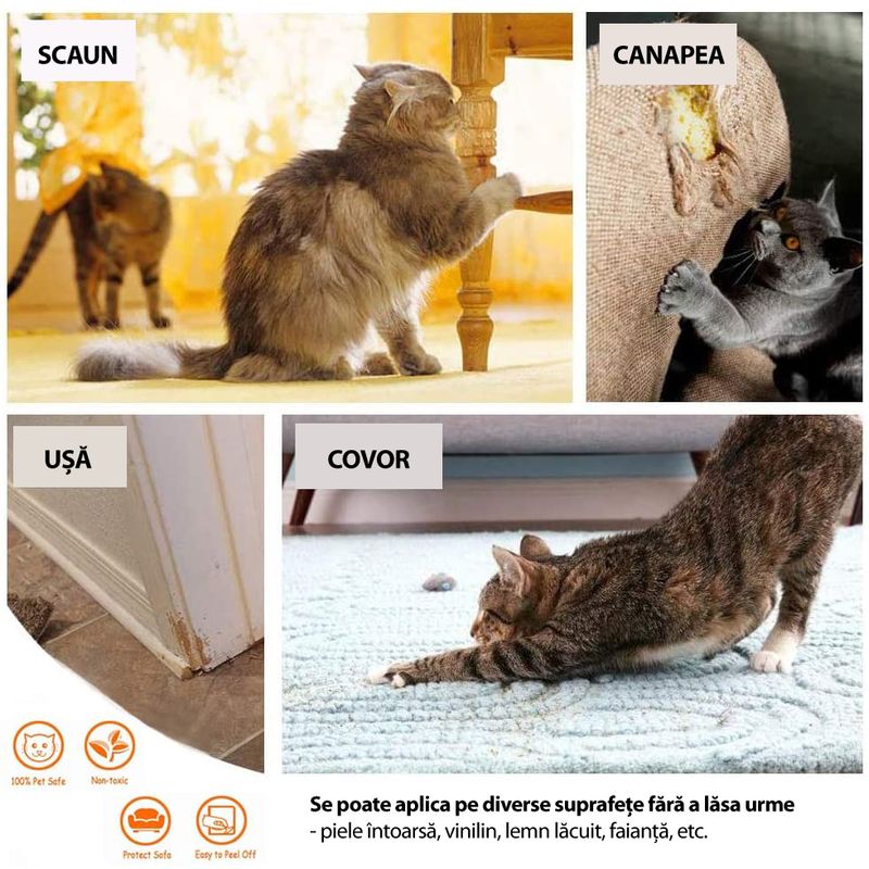 Petshop - Accesorii petshop - Alte accesorii petshop - Set 10 Folii One Size, Protectie Impotriva Zgarieturilor de Pisici si Caini pentru Obiecte din Lemn sau Material - Infinity.ro