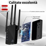 PC, gaming si accesorii - Retelistica - Wireless - Adaptoare wireless - Amplificator Semnal Wireless, LittleDomi, Trasnfer pana la 1200Mbps, Dual-Band 2.4G-5G, Conexiune WPA/WPA2, 4 Antene cu - Infinity.ro