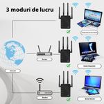PC, gaming si accesorii - Retelistica - Wireless - Adaptoare wireless - Amplificator Semnal Wireless, LittleDomi, Trasnfer pana la 1200Mbps, Dual-Band 2.4G-5G, Conexiune WPA/WPA2, 4 Antene cu - Infinity.ro