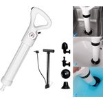 Casa si Gradina - Sanitare - Chiuveta bucatarie si accesorii - Accesorii chiuvete - Pompa cu Aer Comprimat pentru Desfundat Tevi Infundate de Chiuveta, Cada, Dus, WC, 4 Accesorii, Pompa, Alb - Infinity.ro