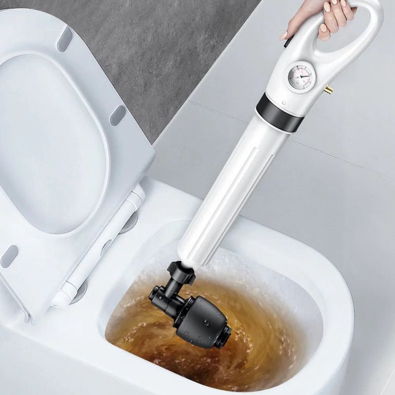 Casa si Gradina - Sanitare - Chiuveta bucatarie si accesorii - Accesorii chiuvete - Pompa cu Aer Comprimat pentru Desfundat Tevi Infundate de Chiuveta, Cada, Dus, WC, 4 Accesorii, Pompa, Alb - Infinity.ro