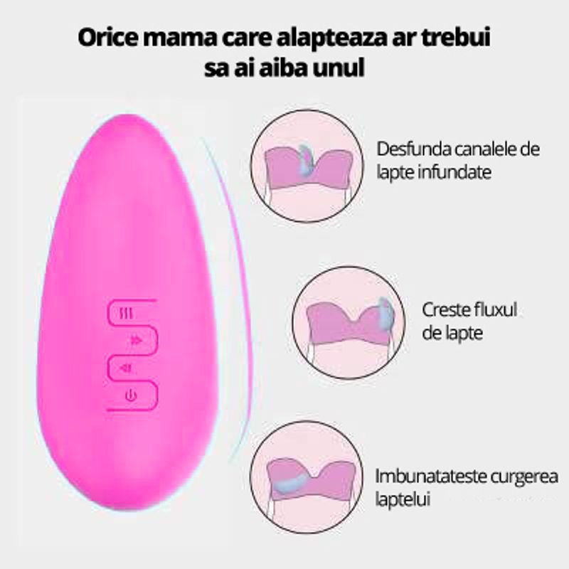 Ingrijire personala si Cosmetice - Sanatate si wellness - Articole wellness - Aparate si dispozitive de masaj - Aparat de Masaj pentru Stimularea Lactatiei LittleDomi®, 5 Moduri de Vibratie, Functie de Incalzire, Silentios - Infinity.ro