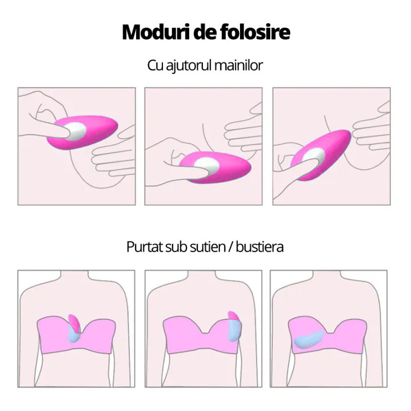 Ingrijire personala si Cosmetice - Sanatate si wellness - Articole wellness - Aparate si dispozitive de masaj - Aparat de Masaj pentru Stimularea Lactatiei LittleDomi®, 5 Moduri de Vibratie, Functie de Incalzire, Silentios - Infinity.ro