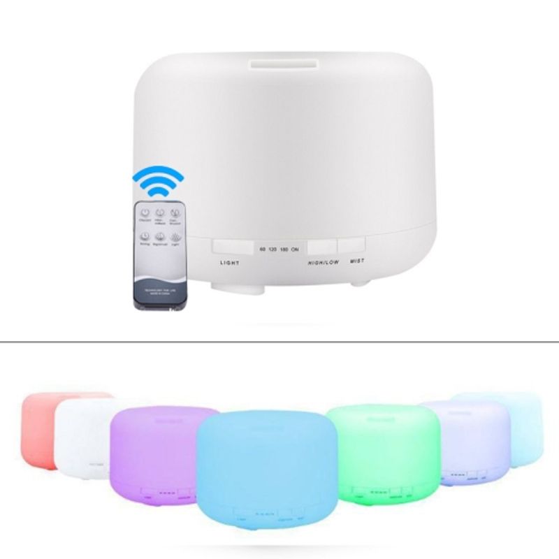 Casa si Gradina - Decoratiuni - Aromaterapie si lumanari - Difuzoare aromaterapie - Difuzor Aromaterapie, Umidificator cu Ultrasunete LittleDomi, Lampa de veghe cu Telecomanda, 500 ml,16 ore, silentios - Infinity.ro