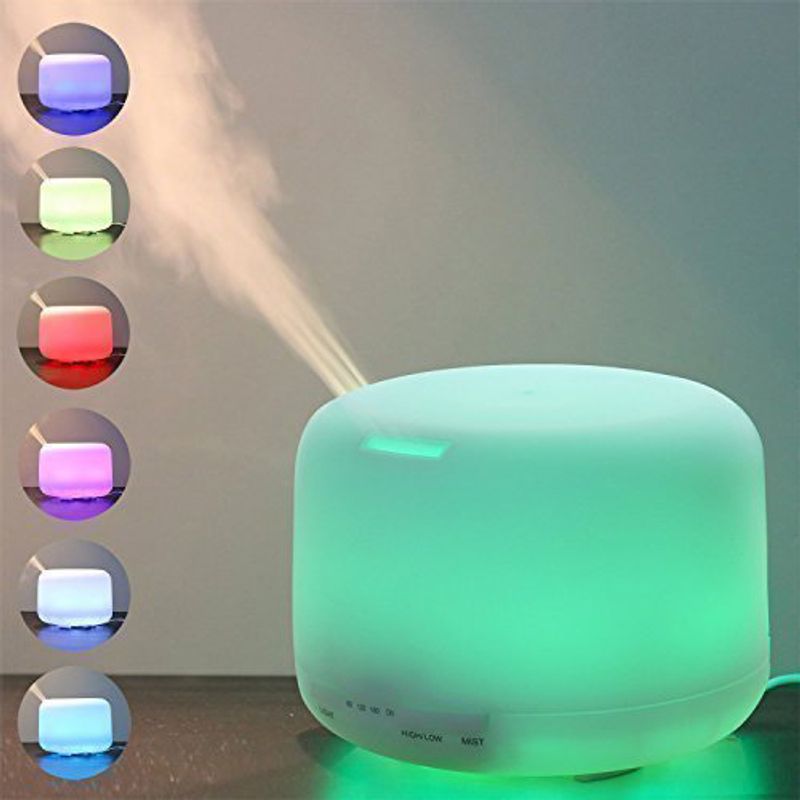 Casa si Gradina - Decoratiuni - Aromaterapie si lumanari - Difuzoare aromaterapie - Difuzor Aromaterapie, Umidificator cu Ultrasunete LittleDomi, Lampa de veghe cu Telecomanda, 500 ml,16 ore, silentios - Infinity.ro