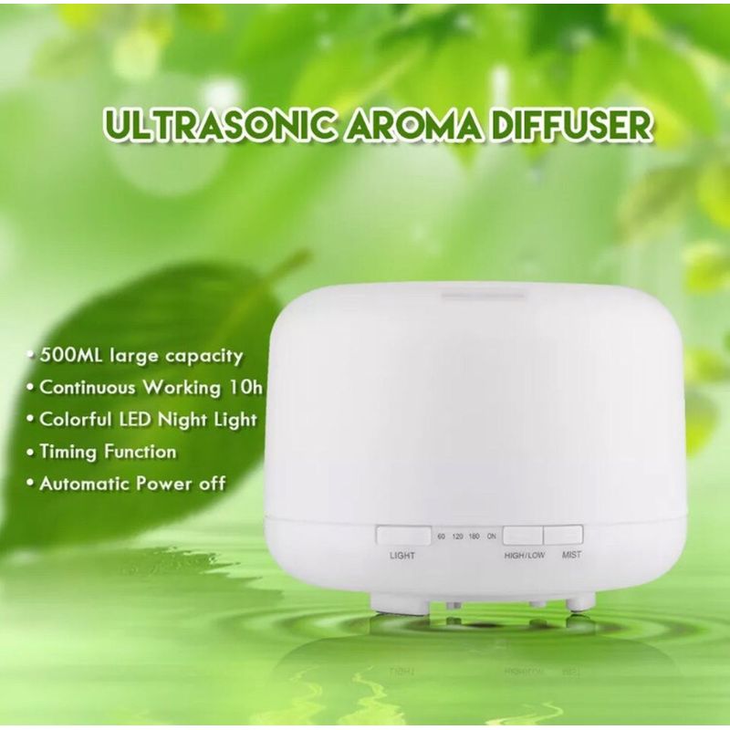 Casa si Gradina - Decoratiuni - Aromaterapie si lumanari - Difuzoare aromaterapie - Difuzor Aromaterapie, Umidificator cu Ultrasunete LittleDomi, Lampa de veghe cu Telecomanda, 500 ml,16 ore, silentios - Infinity.ro