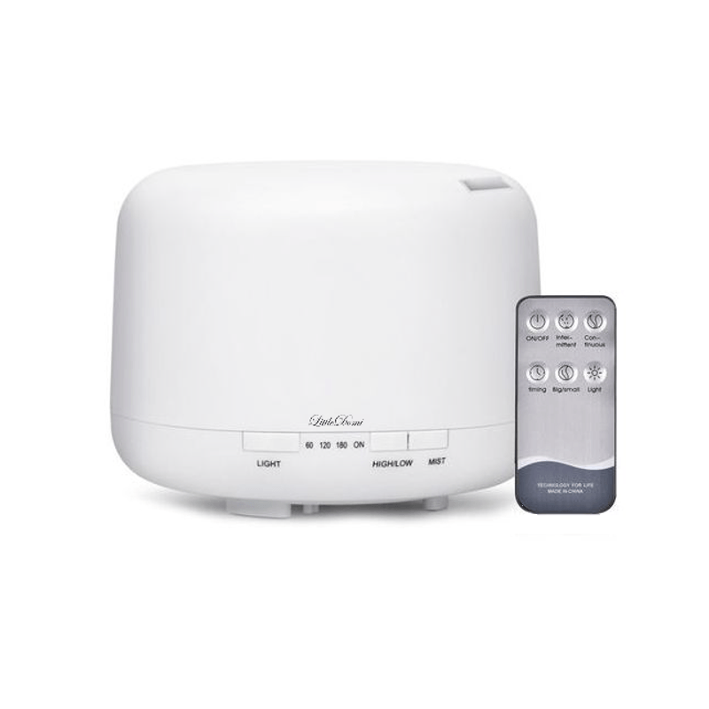 Casa si Gradina - Decoratiuni - Aromaterapie si lumanari - Difuzoare aromaterapie - Difuzor Aromaterapie, Umidificator cu Ultrasunete LittleDomi, Lampa de veghe cu Telecomanda, 500 ml,16 ore, silentios - Infinity.ro