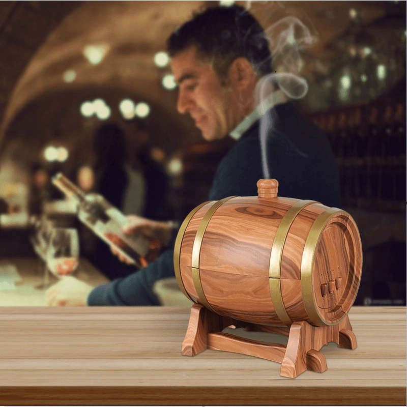 Casa si Gradina - Decoratiuni - Aromaterapie si lumanari - Difuzoare aromaterapie - Difuzor aromaterapie sub forma de butoi, Bluetooth, 350 ml, LittleDomi, Stejar deschis - Infinity.ro