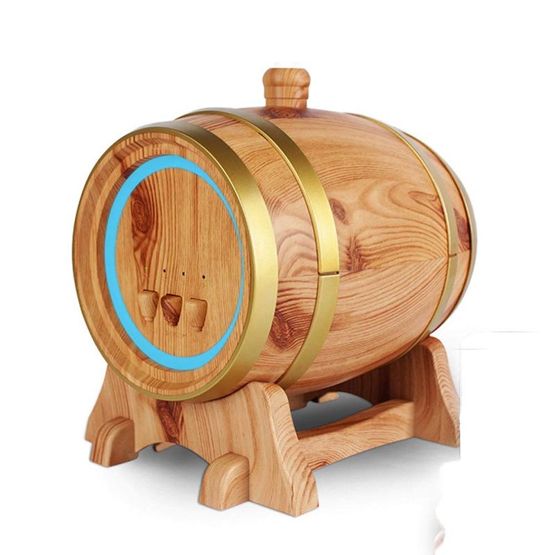 Casa si Gradina - Decoratiuni - Aromaterapie si lumanari - Difuzoare aromaterapie - Difuzor aromaterapie sub forma de butoi, Bluetooth, 350 ml, LittleDomi, Stejar deschis - Infinity.ro