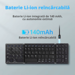 PC, gaming si accesorii - Periferice PC - Tastaturi - Tastatura wireless pliabila, universala, tri-fold, cu mouse wireless cadou,  Bluetooth multi-device 3 conexiuni - Infinity.ro