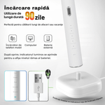 Ingrijire personala si Cosmetice - Igiena dentara - Periute de dinti electrice - Periuta de dinti electrica, sonica, 45.000 vibratii/min, 5 moduri, autonomie 90 zile, IPX7, Alb, A ATAB - Infinity.ro