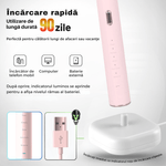 Ingrijire personala si Cosmetice - Igiena dentara - Periute de dinti electrice - Periuta de dinti electrica, sonica, 5 moduri, IPX7, 4 capete+4 cadou, husa calatorie, Roz - Infinity.ro