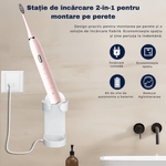 Ingrijire personala si Cosmetice - Igiena dentara - Periute de dinti electrice - Periuta de dinti electrica, sonica, 5 moduri, IPX7, 4 capete+4 cadou, husa calatorie, Roz - Infinity.ro