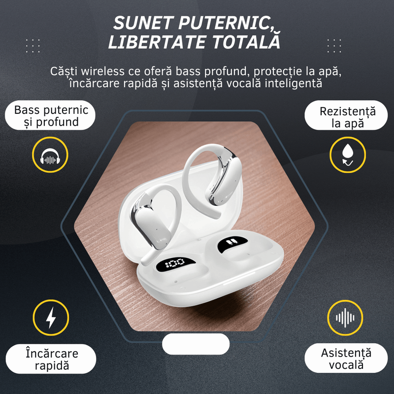TV, Audio-Video si Foto - Portabile audio - Casti audio - Casti wireless cu traducator in timp real, 144 de limbi, AI smart translation, bass dinamic 14.2mm - Infinity.ro