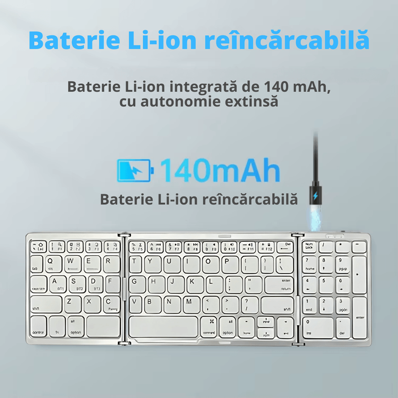 PC, gaming si accesorii - Periferice PC - Tastaturi - Tastatura wireless pliabila, universala, tri-fold, cu mouse wireless cadou,  Bluetooth multi-device 3 conexiuni - Infinity.ro