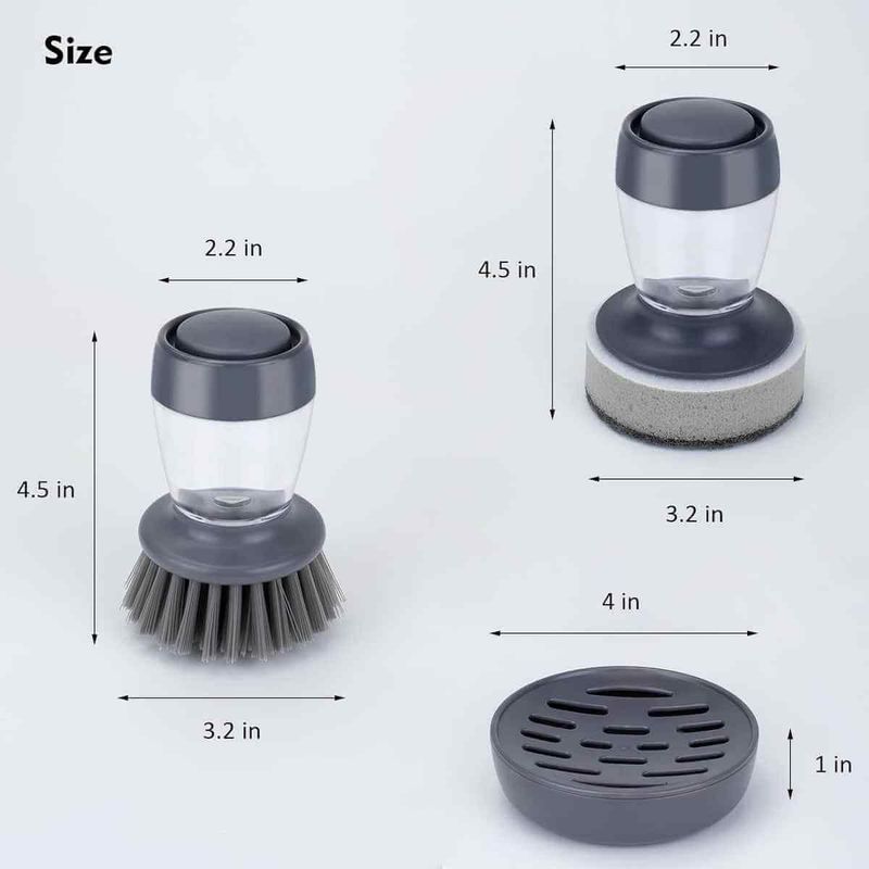 Casa si Gradina - Sanitare - Chiuveta bucatarie si accesorii - Chiuvete bucatarie - Set de perie vase universala de bucatarie cu dozator de sapun si suport 3buc - Infinity.ro