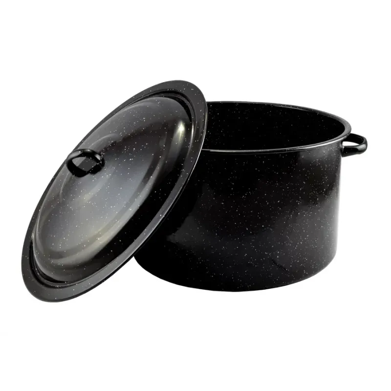 Casa si Gradina - Bucatarie si vesela - Vase pentru gatit - Oale si cratite - Cratita din otel emailat cu capac – 20 litri, negru cu buline albe - Infinity.ro